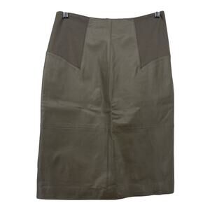 Pamela McCoy Size 2 Genuine Leather Skirt Taupe Tan 30 Waist Straight Pencil
